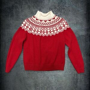 Valerie Stevens Red and Cream Turtleneck Sweater